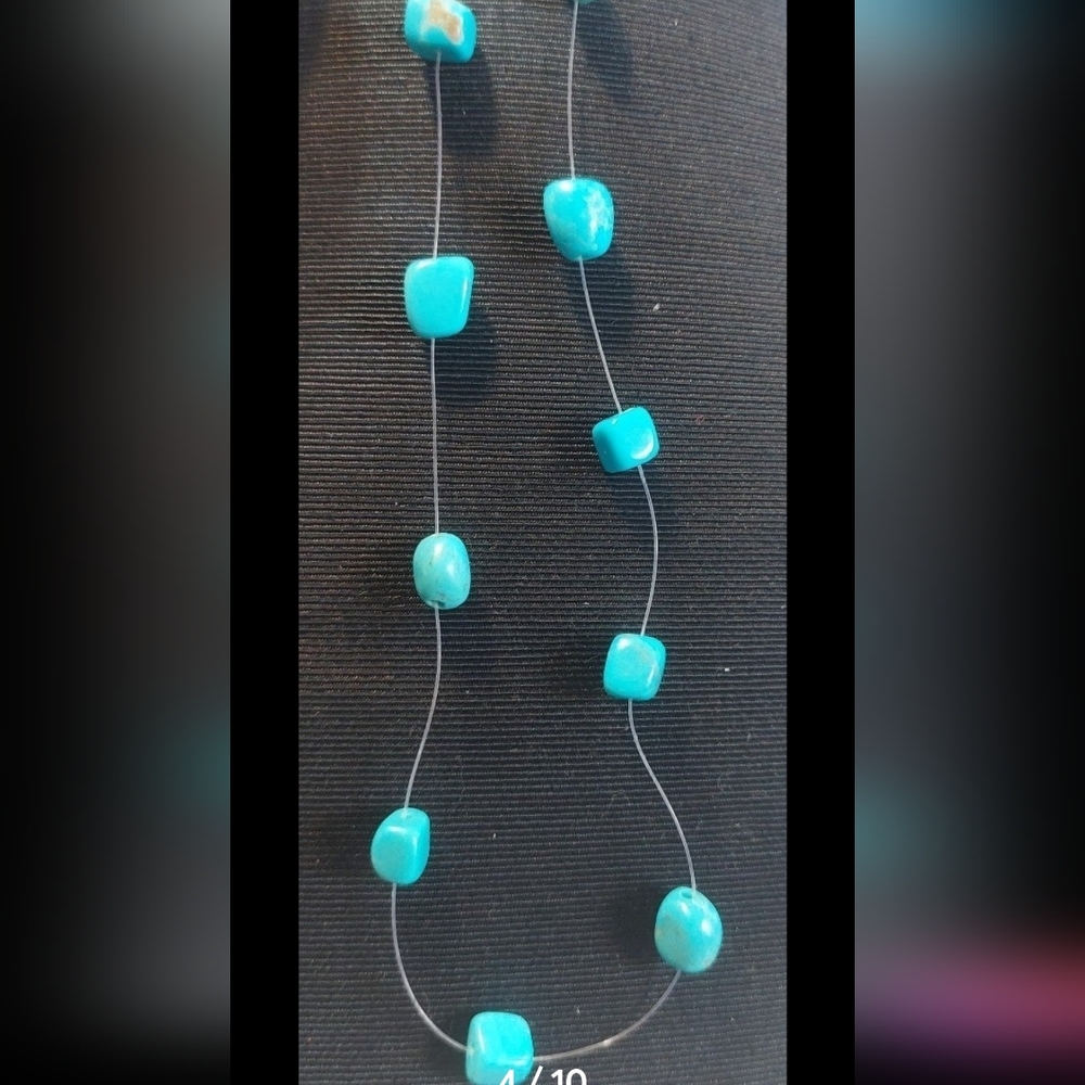 Floating turquoise necklace 15.5" choker - Picture 3 of 12